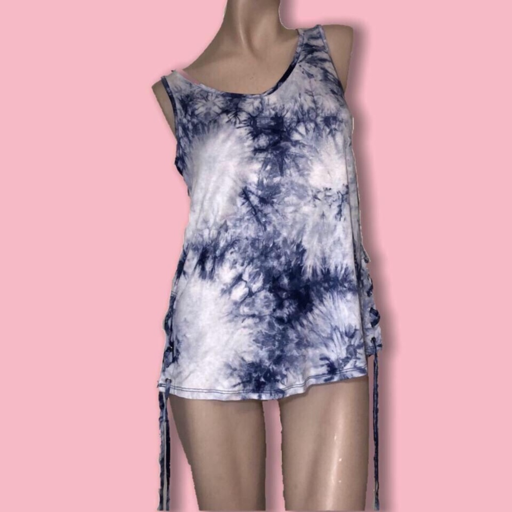 Blue tie-dye beachy blouse